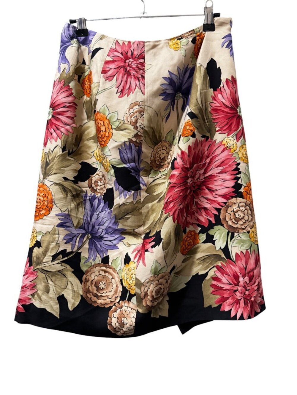 Talbots Floral Silk Wool Blend A-Line Skirt Size 8 Botanical Midi